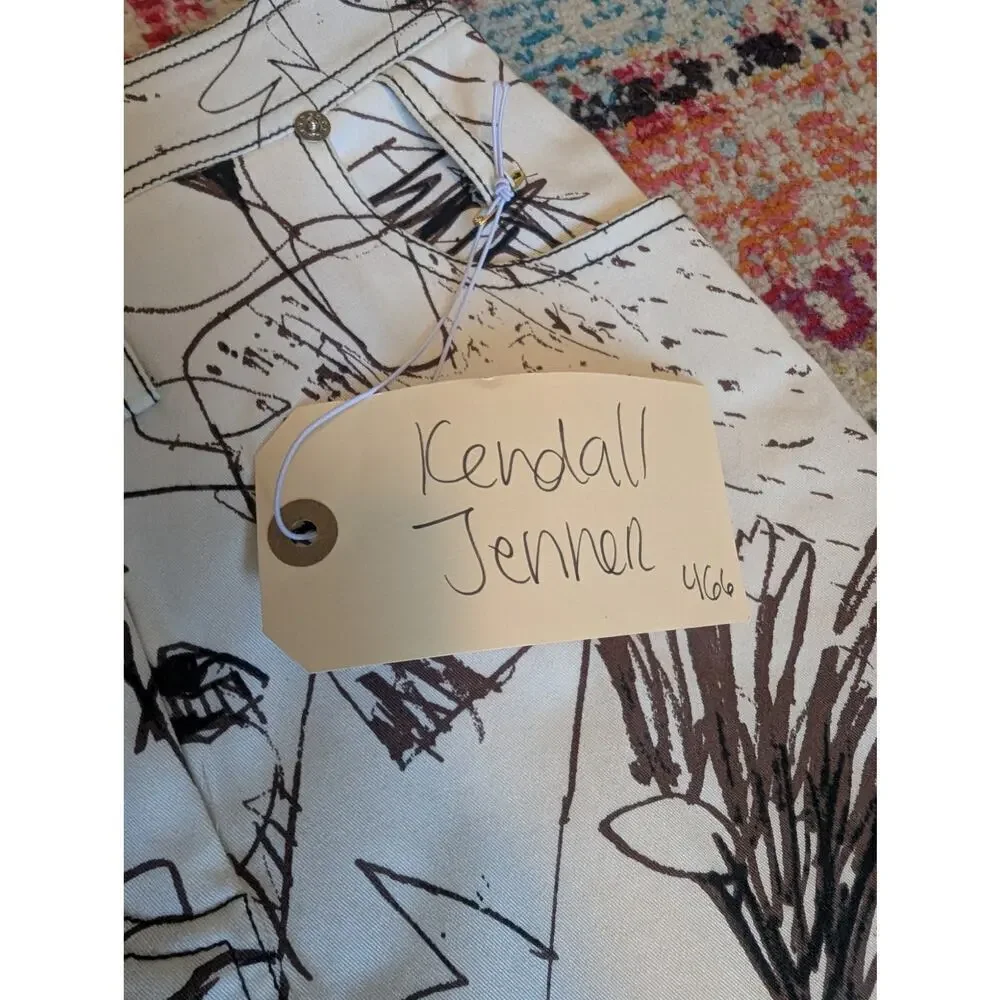 Vintage John Galliano Skirt Denim Pencil Sketches Printed Kendall Jenner Owned